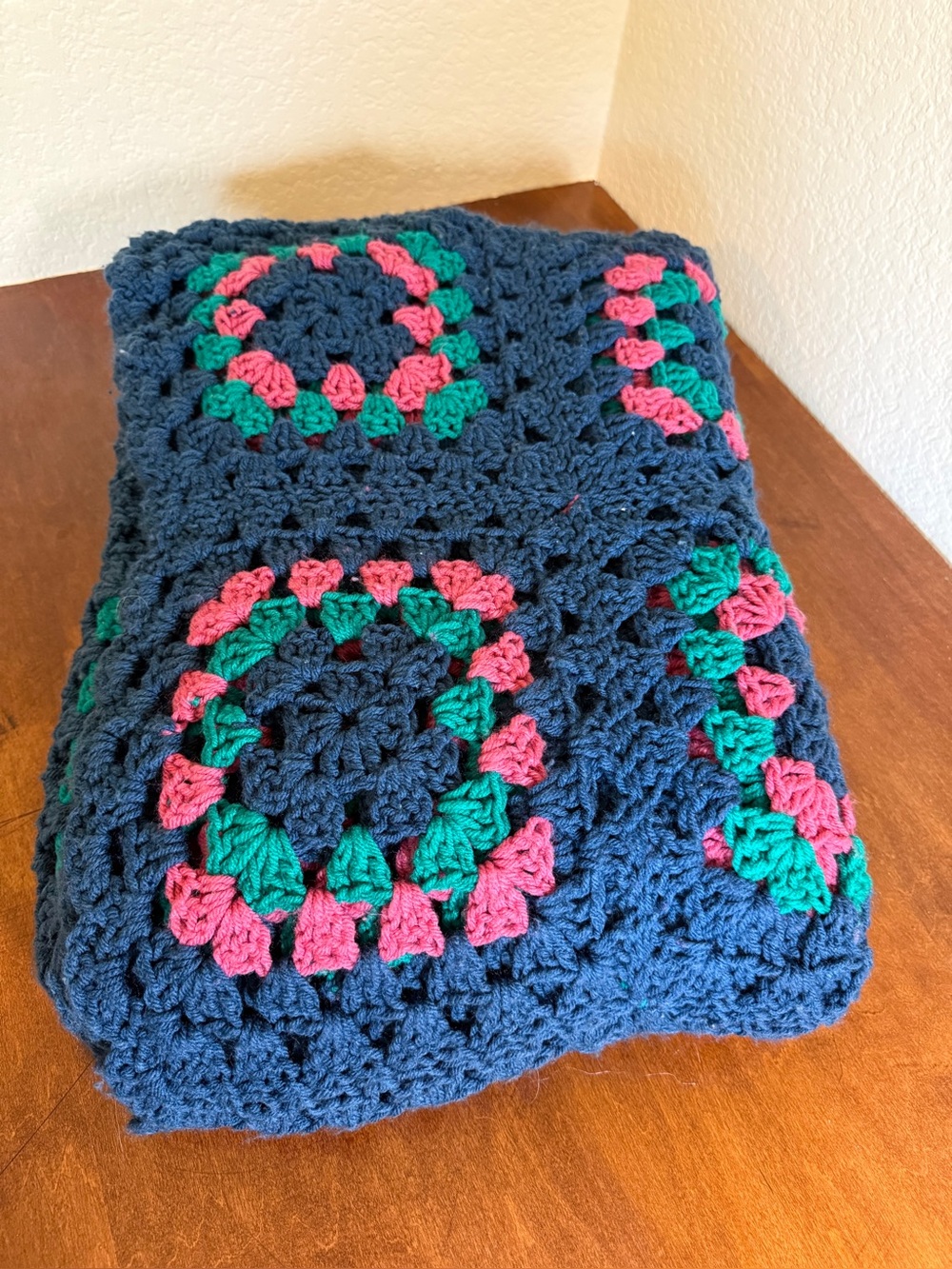 Handmade Crocheted Vintage Afghan Throw Blanket 92” X 61” Granny Square